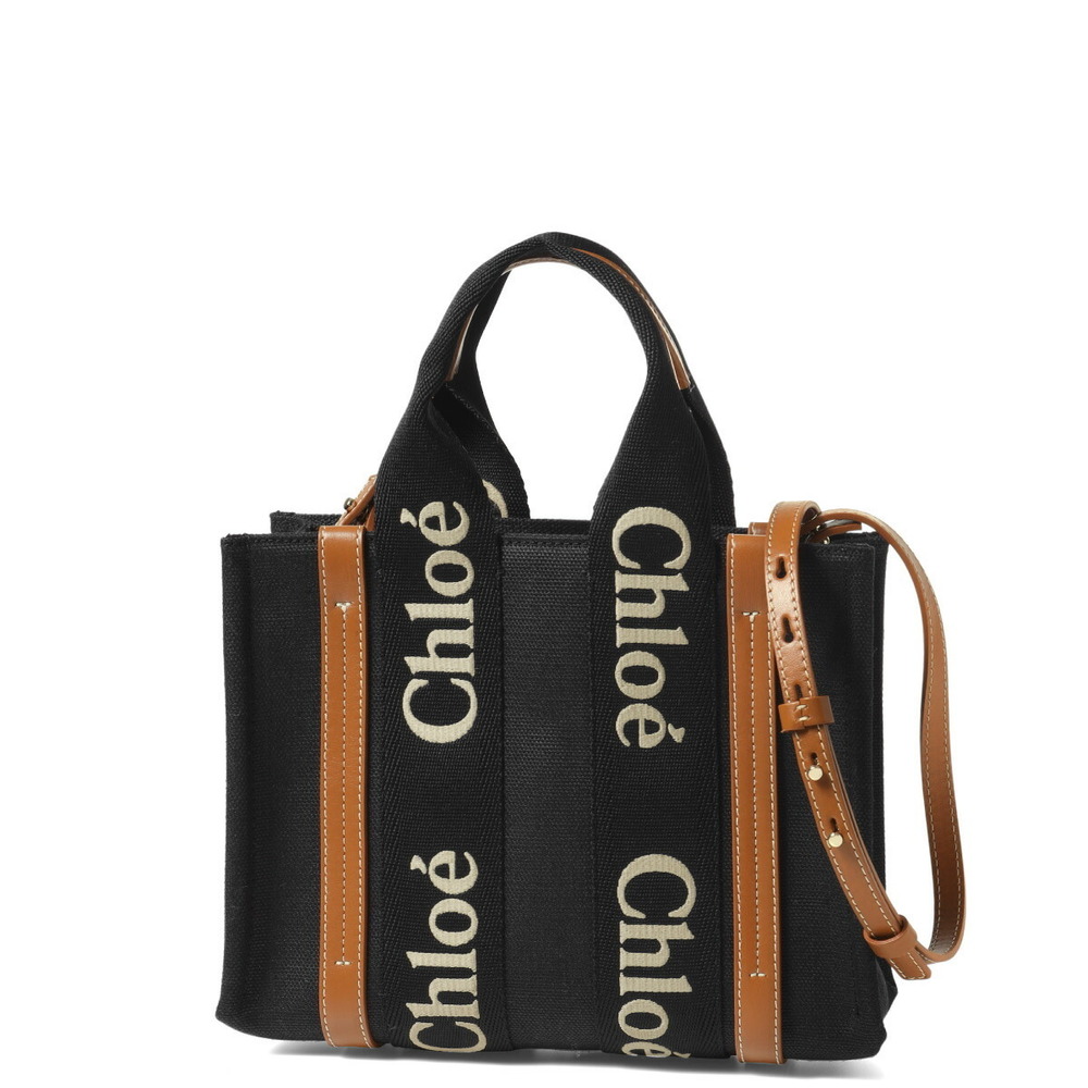 Chloe Woody Small Shoulder Bag Black Brown